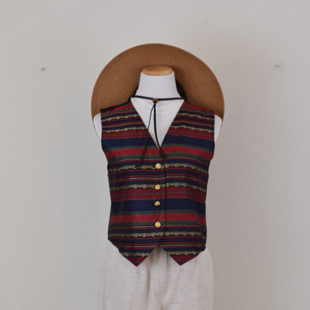 Vintage Striped Polyester/Acetate Vest by Petite Sophisticate size Small‎